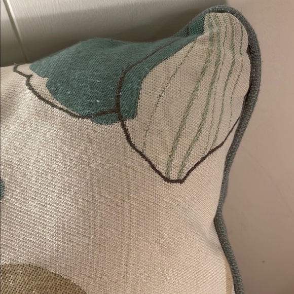 Benzara Contemporary Floral Accent Pillow in Blue Green and Cream - Picture 4 of 10